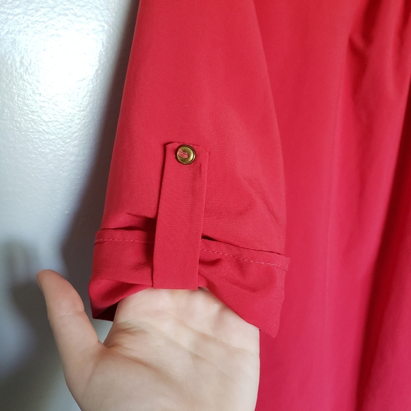 Pomelo Red 3/4 Length Sleeve Flair Out Blouse Size XL - Picture 3 of 10